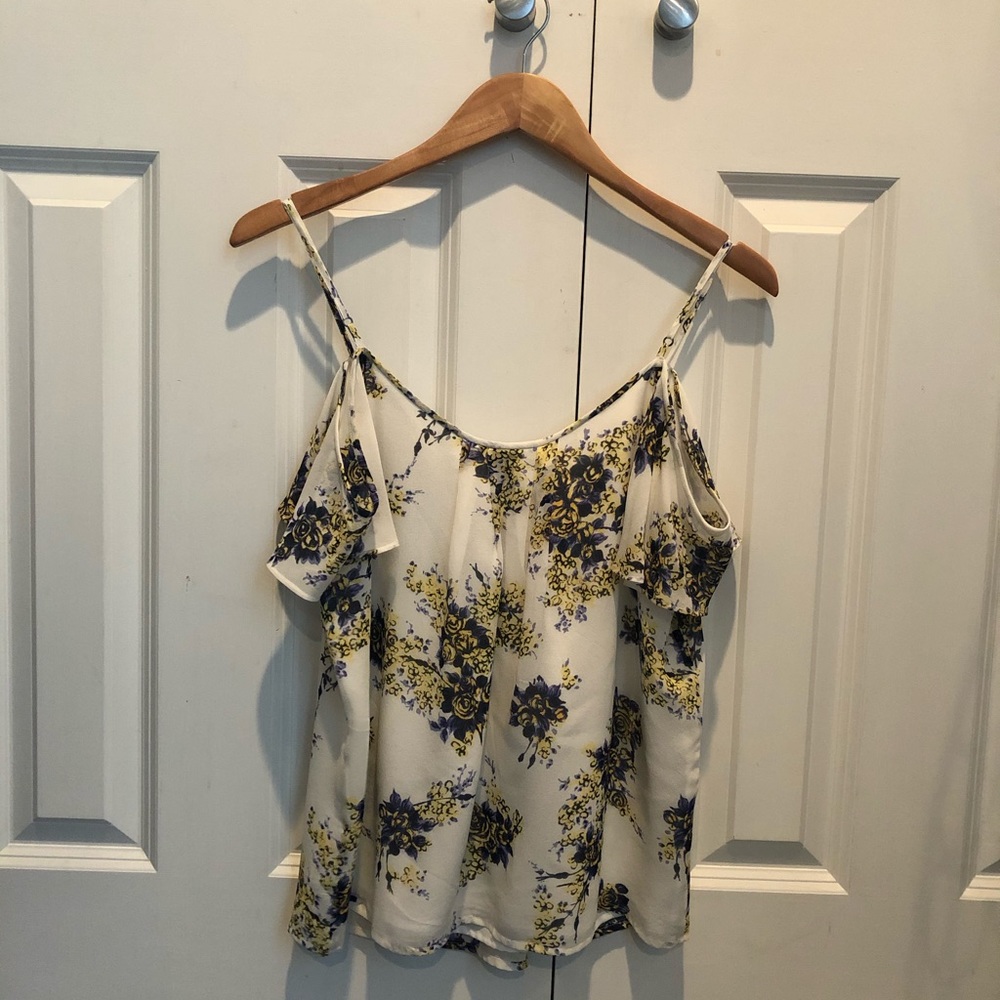 Joie silk blouse with off-the-shoulder sleeves